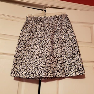 J. Crew Women's Linen Cotton Skirt in Navy Foral Print, Size 0 NEW - Picture 1 of 4