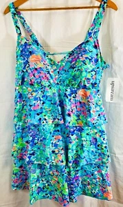 Upstream Womens 20W 1 Piece Swimsuit Key Largo Adjustable Straps Colorful New - Picture 1 of 9