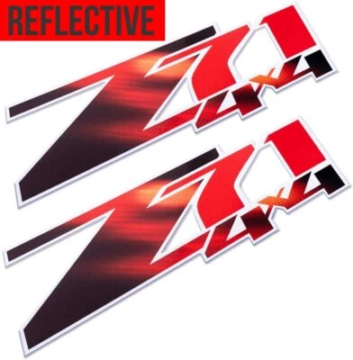 Z71 4x4 Reflective Stickers Chevy Silverado 1500-2500 HD Decals \ Set of 2 - Image 1 of 4