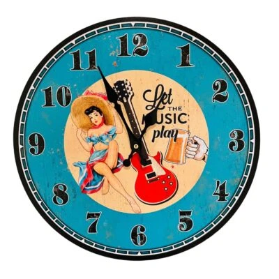 13-Inch Retro Music Wall Clock Let the Music Play Decorative Clock for Bar Cafe - Image 1 of 4