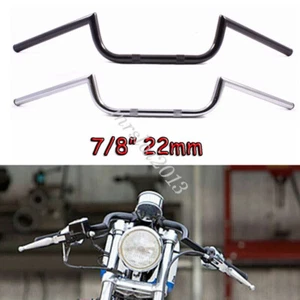 7/8" Motorcycle Chrome Black Iron Handlebar Universal For Harley Honda Yamaha - Afbeelding 1 van 21