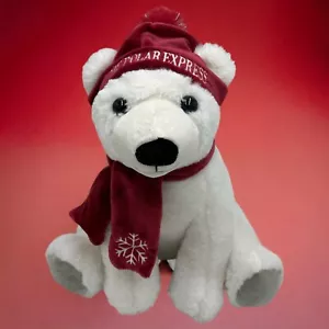 The Polar Express Plush Bear Stuffed Animal VHTF Red Snowflake Scarf & Hat 13" - Picture 1 of 10