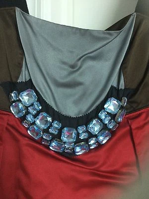 Vestido Vera Wang Neiman Marcus Nuevo $495, Rojo Marrón Azul Malversación Nuevo con Etiquetas Foto 1 de 4