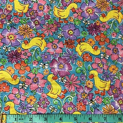 Tela de algodón Ducks Bees Flower Power Fun Seersucker para niños 3 yardas x 45" W Foto 1 de 4