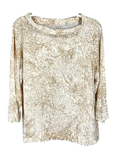 Soft Surroundings Adrienne Shirt Women's Large Golden Tan Cream Cowl Neck Top - Bild 1 von 7