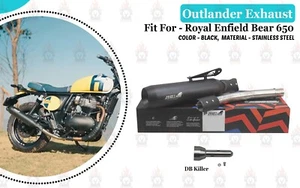 STALLION OUTLANDER BLACK EXHAUST "WITH MID PIPE FIT FOR ROYAL ENFIELD BEAR 650" - Bild 1 von 6