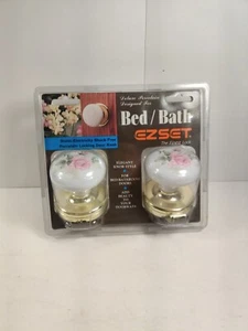Deluxe Porcelain Bed & Bath Elegant Locking Doorknob NIP EZSET Flowers RARE  - Picture 1 of 4