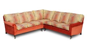GEORGE SMITH SIGNATURE LARGE 7 SEATER CORNER SOFA WITH VELOUR FLORAL UPHOLSTERY