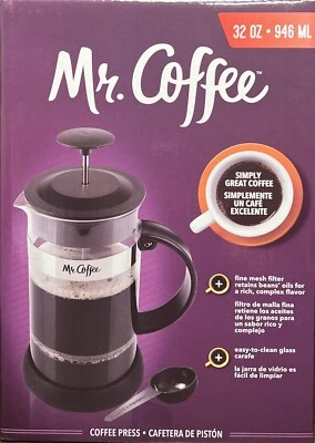 Prensa francesa Mr. Coffee 32 oz con jarra de vidrio nueva en caja sellada ¡¡ENVÍO GRATUITO!!! Foto 1 de 4