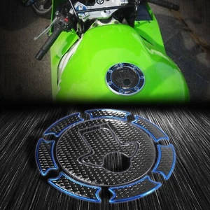 Gas Tank Fuel Cap Cover Decal Pad Ninja 500R/500/ZX6R/ZX7R-11R Chrome Blue+Black - Picture 1 of 4