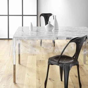 Nappe rectangulaire transparente - 140 x 240 cm - Cristal imprimé soleil blanc - - Picture 1 of 2