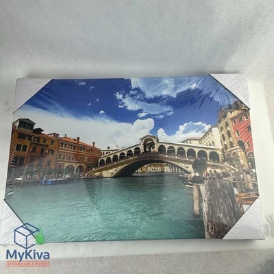 Canvas Wall Art Rialto Bridge Venice Italy 16x24 Gallery Wrap Modern Decor - Image 1 of 4