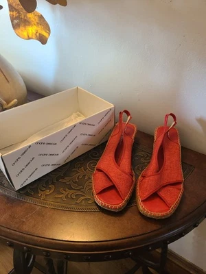 Andre Assous Dodie Rojo Rafia Zapatos Tacón Cuña De Colección España Talla 10M Con Caja Foto 1 de 4