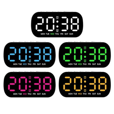 Contemporary LED Table Clock with Adjustable Brightness Voice Activation - Image 1 of 4