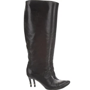 Chanel Vintage schwarze Lammleder Kniehohe Stiefel, IT37/US7 UVP: 1195€ - Bild 1 von 6