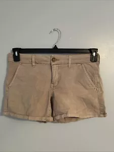 American Eagle MIDI pantaloncino elasticizzato donna taglia 6 marrone chiaro cucitura interna 3,5" - Foto 1 di 8