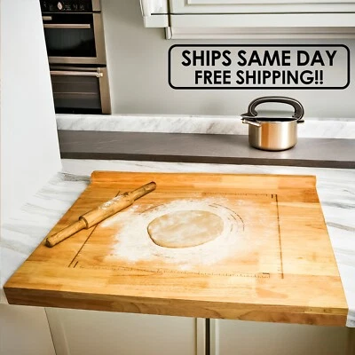 Tablero de pastelería reversible de madera con regla grabada - Tabla de cortar Foto 1 de 4