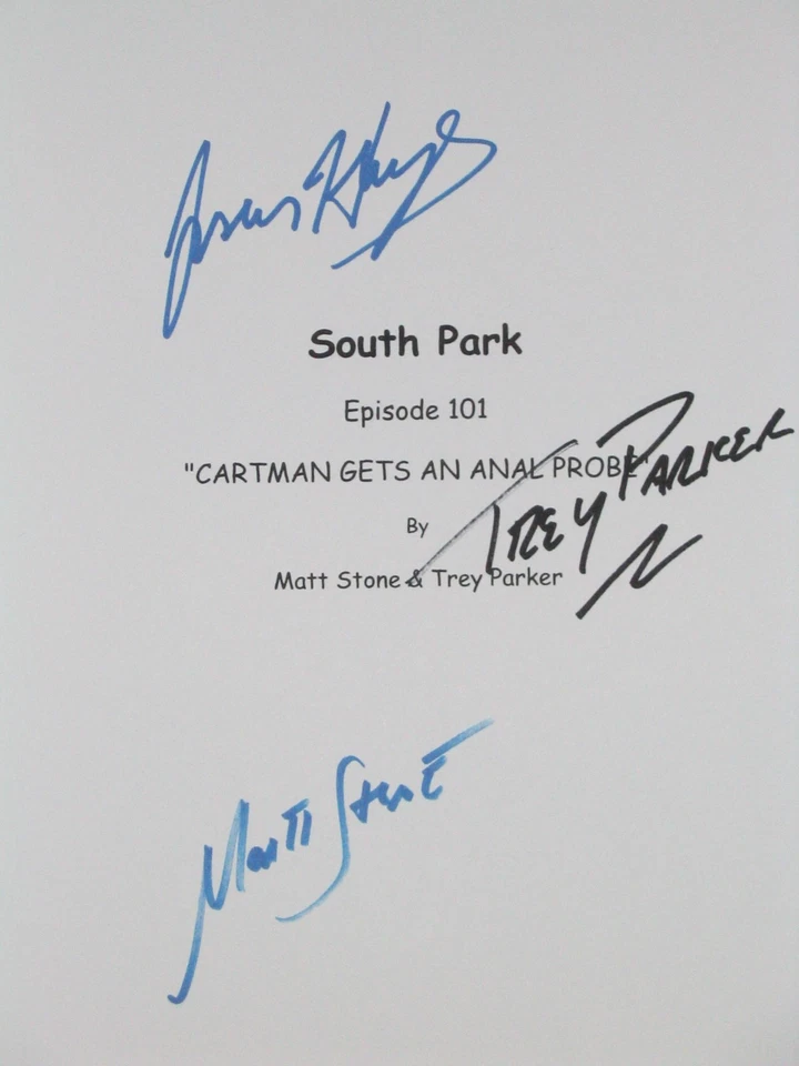 South Park Signed TV Script Anal Probe TREY PARKER MATT STONE ISAAC HAYES reprnt - Image 1 of 1