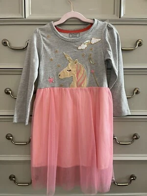Girls Unicorn Embroidered Long Sleeve Tulle Layered Dress Size 6/7 NWT  - Image 1 of 4