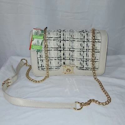 Bolso Bandolera Badgley Mischka Pequeño Tweed Lana $129 - Marfil/Blanco roto Nuevo con Etiquetas Foto 1 de 4