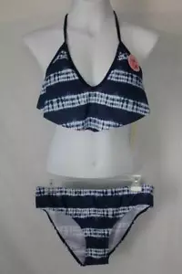 NEW Womens 2 piece Bikini Swimsuit Set Size Large Blue Ladies Bathing Suit Pool - Picture 1 of 2