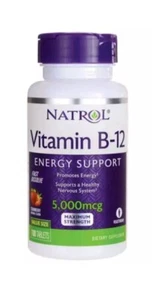 Natrol Vitamin B-12 Fast Dissolve - Strawberry 5,000 mcg 100 Tabs - Picture 1 of 2