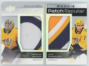 Parche doble de novato UD Premier 2023-24-Taculares logotipos en el pecho Askarov/Evangelista - Imagen 1 de 3