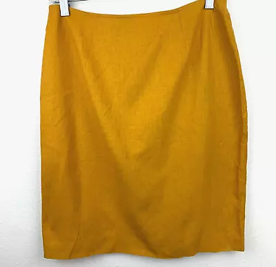 Falda lápiz lino algodón talla 12 para mujer Rafaella amarillo dorado Foto 1 de 3