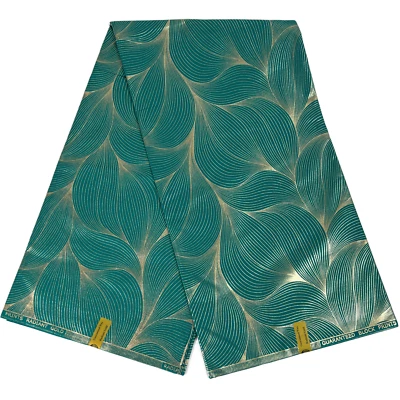 RADIANT GOLD African Fabric Print 100% Cotton 6 Yards Ankara Gold Embellished Material