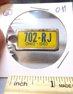 1960 Ohio 702 RJ DAV Mini Nummernschild Anhänger Schlüsselanhänger behinderter amerikanischer Tierarzt - Bild 1 von 2