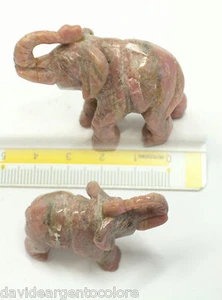 ELEFANTE in RODONITE naturale - animale pietra dura - soprammobile da collezione - Foto 1 di 1