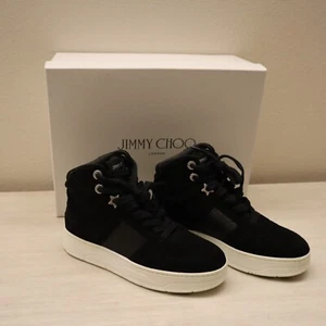 Jimmy Choo Women's Sz 36.5 US 6.5 Black Suede Hawaii High Top Sneakers $650 - Picture 1 of 17