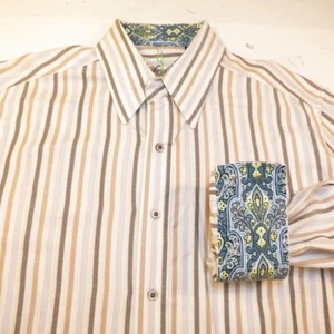 ROBERT GRAHAM Striped LONG SLEEVE DRESS SHIRT Mens M Contrast Cuffs - Picture 1 of 3