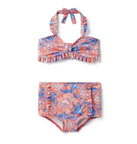 Janie and Jack L56931 Niñas Coral Volantes Floral Halter 2 Piezas Conjunto de Natación Talla 16 Foto 1 de 3