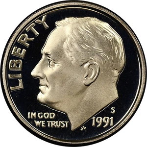 1991-S Roosevelt Dime Deep Cameo Proof 10C US Mint Fresh From Proof Set - Picture 1 of 2