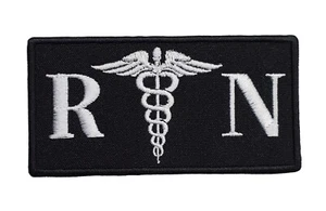Registered Nurse Caduceus Embroidered Medical Name Tag Iron on Patch - Picture 1 of 4