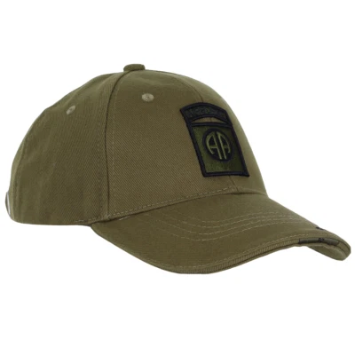 US 82nd Airborne Baseball Cap - Green - Fostex 100% Cotton Embroidered Patch