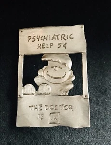 Pewter LUCY Charlie Brown The Doctor Is In Psychiatric 5 Cents Pin Pin Back J - Picture 1 of 2