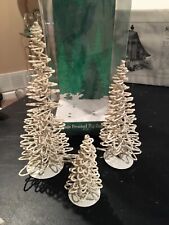 Department 56 Frosted Zig Zag Trees, Set of Three, Original Box, Vintage