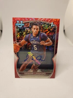 2023 Bowman Chrome University DeMarr Langford Rookie 1st Auto Red Shimmer /5 🔥  - Image 1 of 4