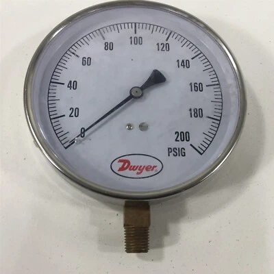 Dwyer 0-200PSIG Pressure Gauge Lower Mount 4.5" Face KC-E18 - Image 1 of 4