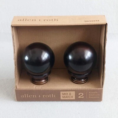 Allen + Roth Set Brushed Nickel Finish Drapery Curtain Rod Finials #0634444 - Image 1 of 3
