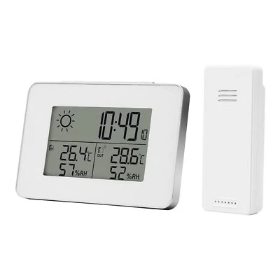 Homcoice Wetterstation Funk Thermometer Uhr Feuchteanzeige Innen Außen - Bild 1 von 4