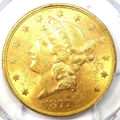1877-S Liberty Gold Double Eagle $20 Coin - PCGS MS61 (BU UNC) - $3,250 Value Cover