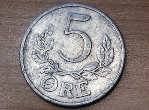 1941 Denmark 5 Ore Aluminum WWII - Picture 1 of 2