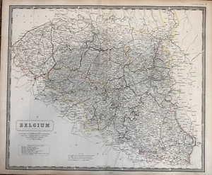 Belgium (1850) Original Map, Engraving Hand Colored Outlines - Picture 1 of 2