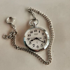 Seiko Railway Pocket Watch 7550-0010 Battery Dead 1980s Vintage JP - Picture 1 of 8