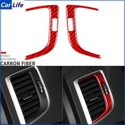 Cubierta de interruptor de CA de salida de ventilación de aire de tablero de fibra de carbono roja para Acura TLX 2015-20 Foto 1 de 4