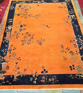 An Antique 9x12 Chinese Peking/Art Deco Rug - Picture 1 of 5