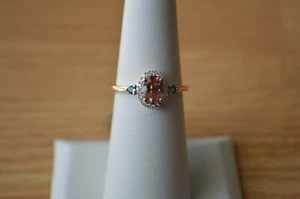1.00ct Premium Blush & Lagoon Tourmaline / Diamond Halo Ring 10K Rose Gold Sz 8 - Picture 1 of 18
